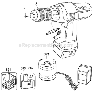 Page A Diagram and Parts List for PS3525 Type 1 Black and Decker Cordless Drill